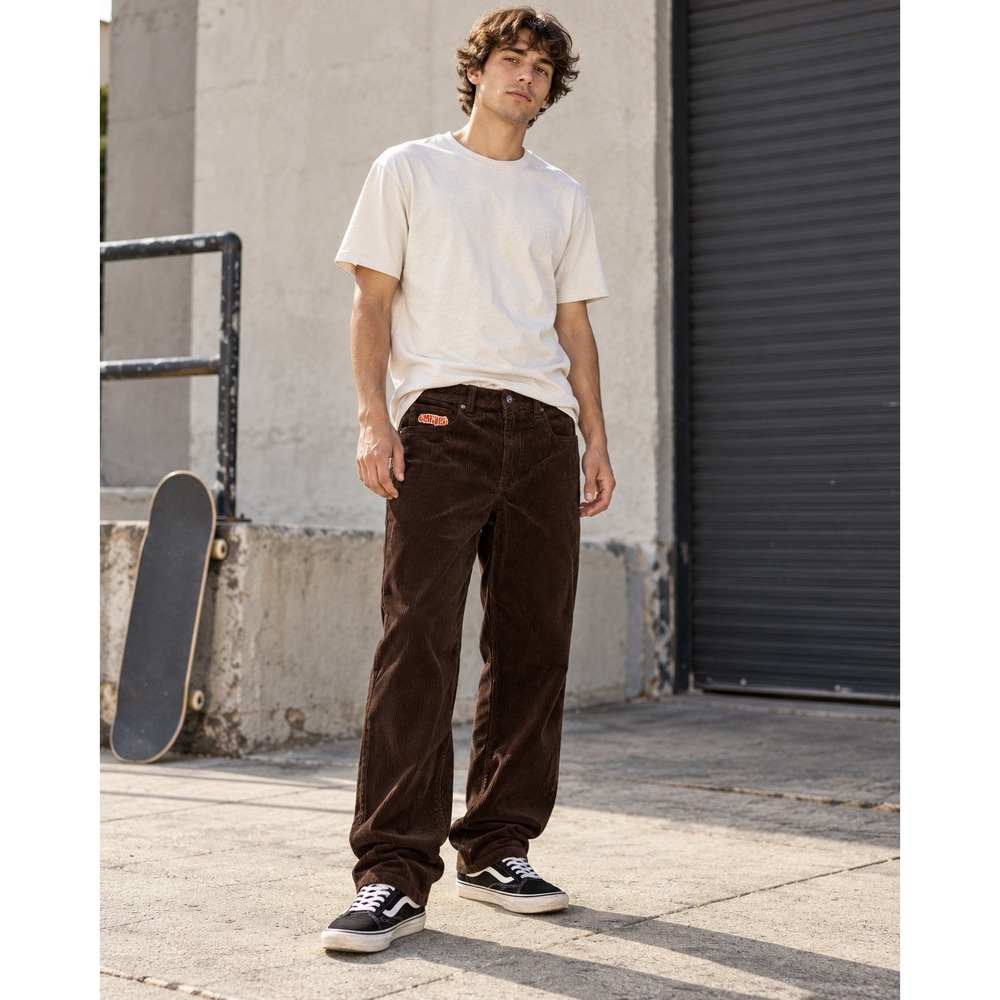 Empyre Relaxed Fit Corduroy Pants Brown Size 28 Skate Streetwear 7TG